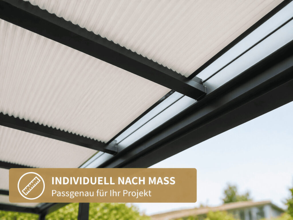 Unterdach Plissee nach Maß für Glasüberdachungen und Wintergärten