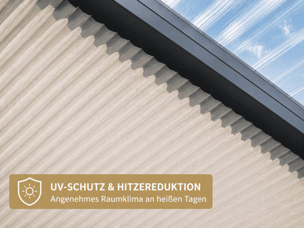 Unterdach Plissee als Sonnenschutz für Terrassenüberdachungen auf Mass gefertigt