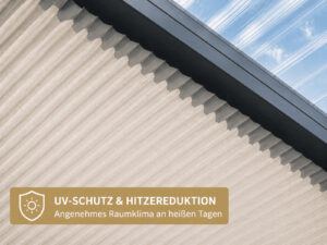 Maßgefertigtes Unterdach Plissee mit Bedienstab an Aluminium-Terrassendächung